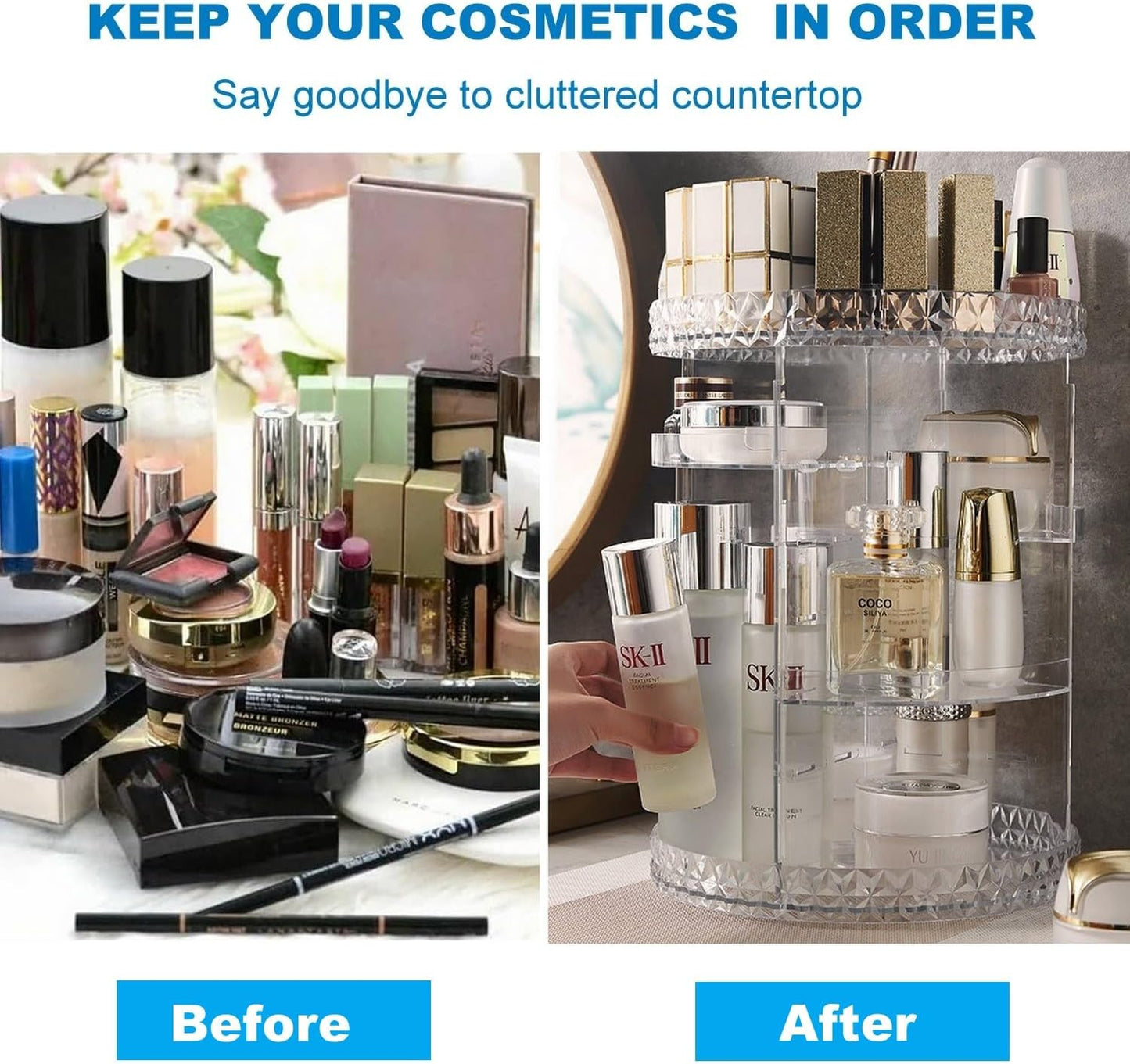 Rotating Makeup Organizer Cosmetic Storage Display Case
