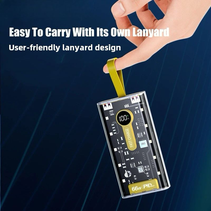 66W Transparent Digital Display Fast Charging 20,000 Mah PD Power Bank for Smartphones, Tablets, Cameras, Laptops etc.