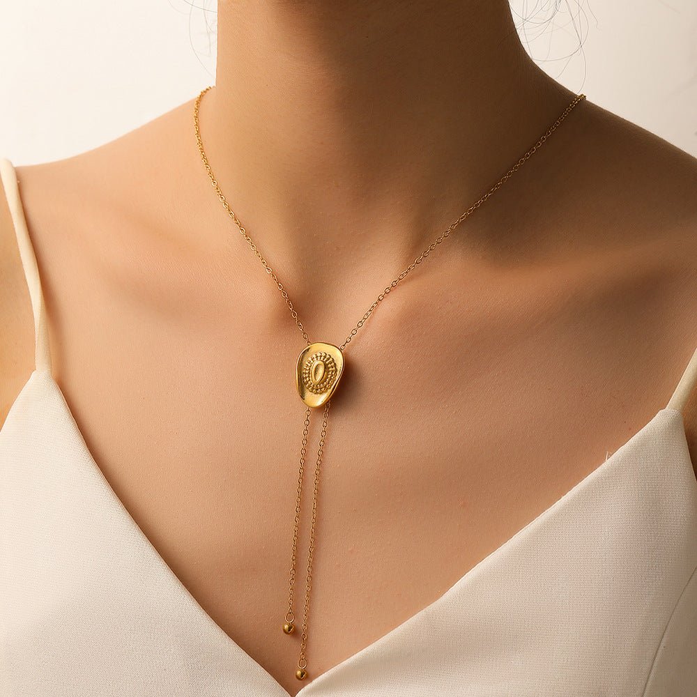 Pull Sweater Chain Titanium Steel Hat Steel Ball Tassel Pull Necklace Ornament