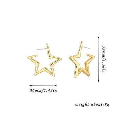 European And American Geometric Exaggerated Brass Earrings Five-pointed Star