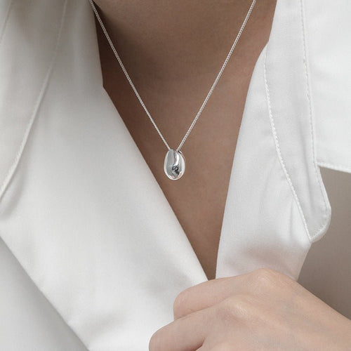 Geometric Ellipse Glossy Three-dimensional Egg-Shaped S925 Sterling Silver Pendant For Women