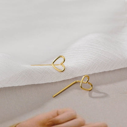 Hollow Heart Ear Studs Female Simple Cold Style