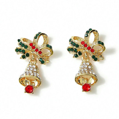 Jingle Jingle Exquisite Full Diamond Christmas Color Earrings