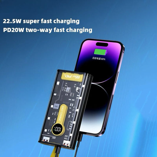 66W Transparent Digital Display Fast Charging 20,000 Mah PD Power Bank for Smartphones, Tablets, Cameras, Laptops etc.