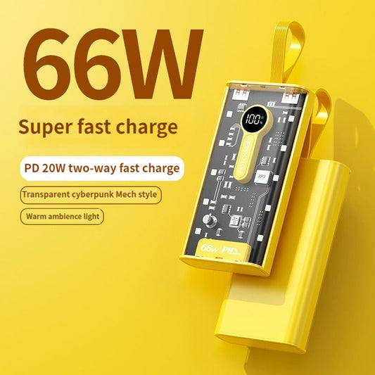 66W Transparent Digital Display Fast Charging 20,000 Mah PD Power Bank for Smartphones, Tablets, Cameras, Laptops etc.