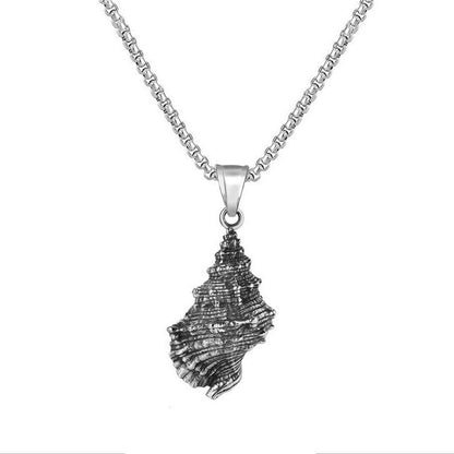 Stainless Steel Men's And Women's Necklace Personality Vintage Conch Men's Titanium Steel Pendant Necklace