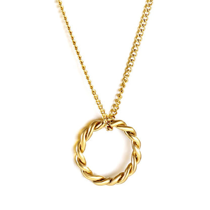Women's Fashionable Exquisite Non-Fading Openwork Circle Gold Simple Twist Necklace