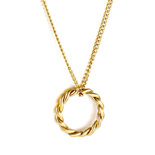 Women's Fashionable Exquisite Non-Fading Openwork Circle Gold Simple Twist Necklace